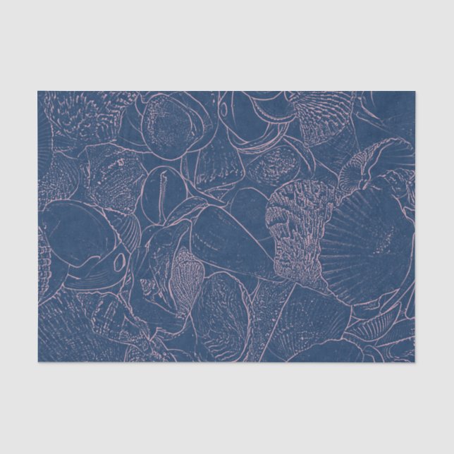 Seashell Ocean Beach Blue Sketch Seidenpapier (Vorderseite)