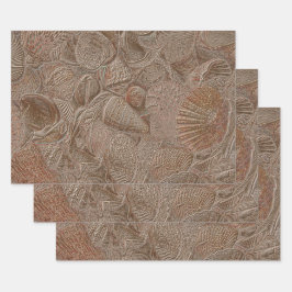 Seashell Ocean Beach Gold Sepia Geschenkpapier Set