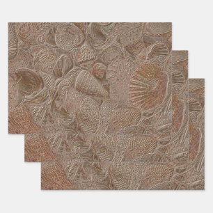 Seashell Ocean Beach Gold Sepia Geschenkpapier Set