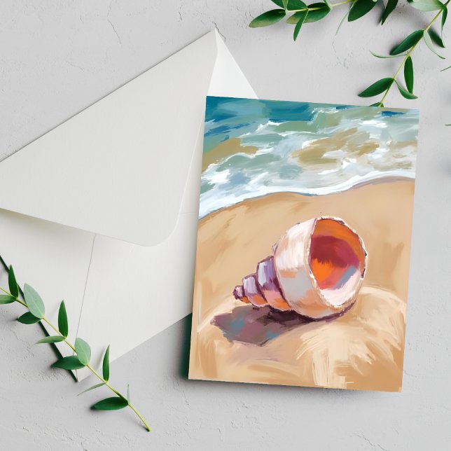 Seashell on the Sea Shore Watercolor Painted Card (Von Creator hochgeladen)