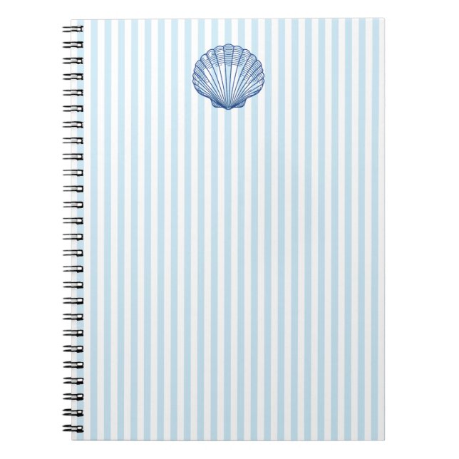 Seashell Painting Nautical Blue Strip Preppy Notizblock (Vorderseite)