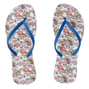 Seashell Pattern Flip Flops