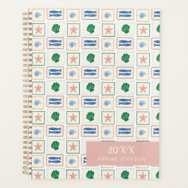 Seashell Pattern Personalized Modern Boho Planer