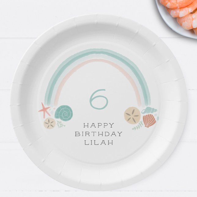 Seashell Rainbow Nautical Birthday Party Pappteller (Von Creator hochgeladen)