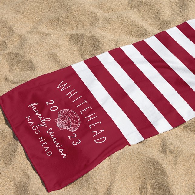 Seashell Red Stripe Monogram Strandtuch (Von Creator hochgeladen)