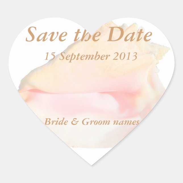 Seashell Save the Date Herz-Aufkleber (Vorderseite)