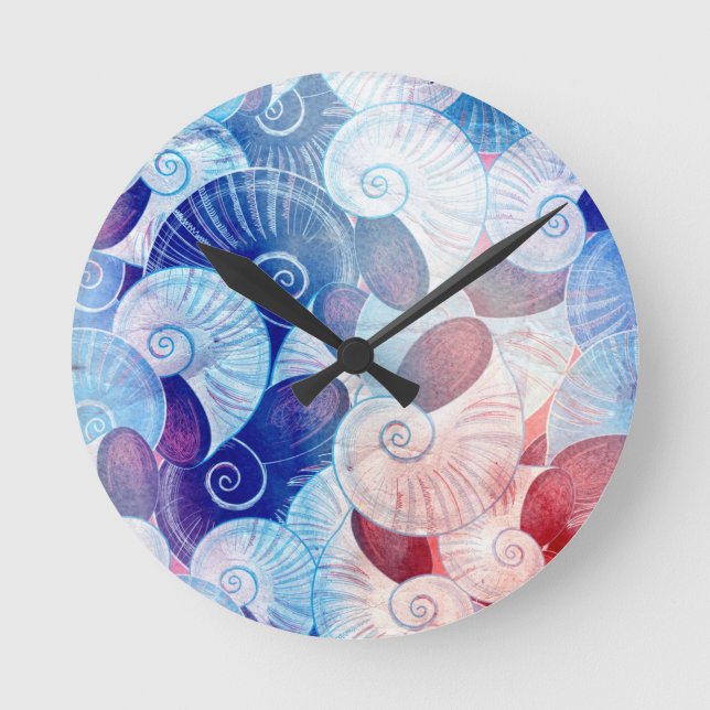 Seashell Scene Pattern Runde Wanduhr (Vorderseite)