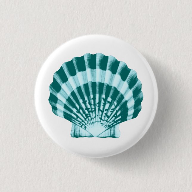 Seashell - Schatten des aquamarinen Blaus Button (Vorderseite)