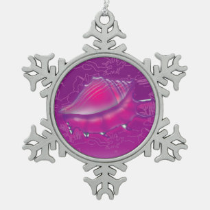 Seashell Schneeflocken Zinn-Ornament