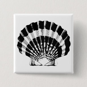 Seashell - schwarz und weiß button