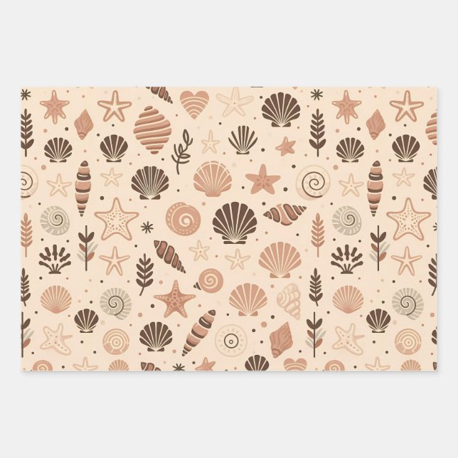 Seashell Seamless Pattern Geschenkpapier Set (Vorderseite)