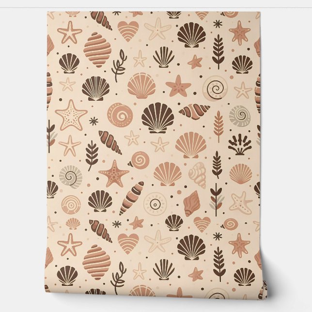 Seashell Seamless Pattern Tapete (Abrollen)