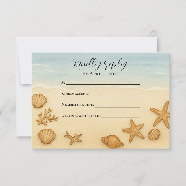 Seashell Serenade RSVP-Karte RSVP Karte (Vorderseite)