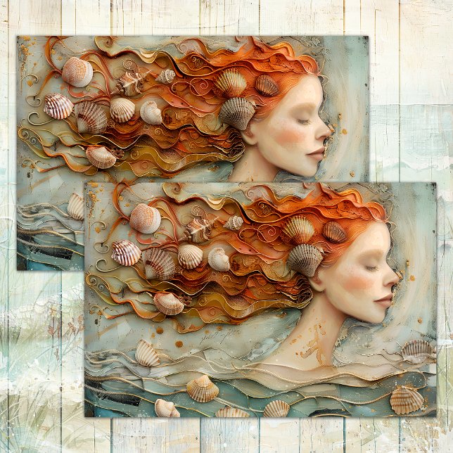 SEASHELL SIREN DECOUPAGE TISSUPAPIER SEIDENPAPIER (SEASHELL SIREN DECOUPAGE TISSUE PAPER)