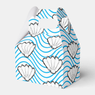 Seashell Sketch weiß und blau Wellenmuster Geschenkschachtel
