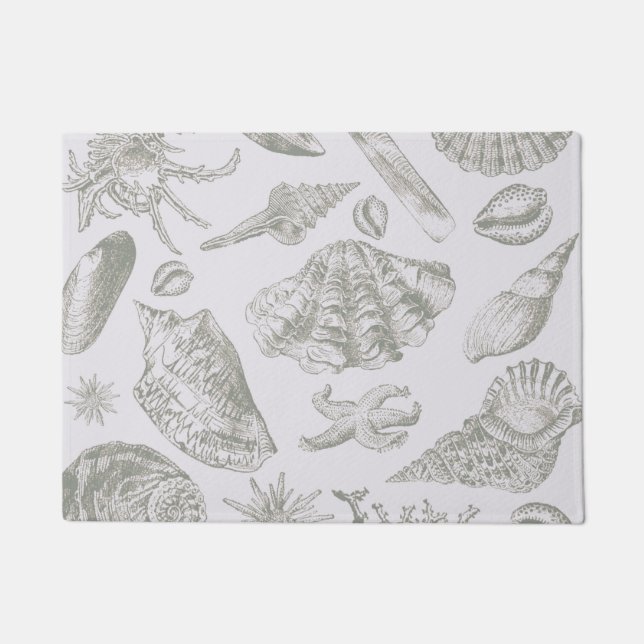 Seashell Soft Antique Art Beach Muscheln Fußmatte (Vorderseite)