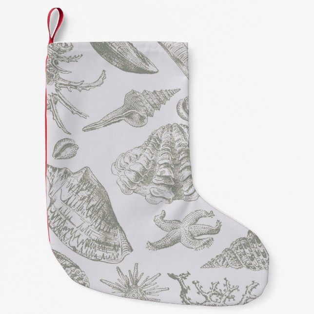 Seashell Soft Antique Art Beach Muscheln Kleiner Weihnachtsstrumpf (Vorderseite)
