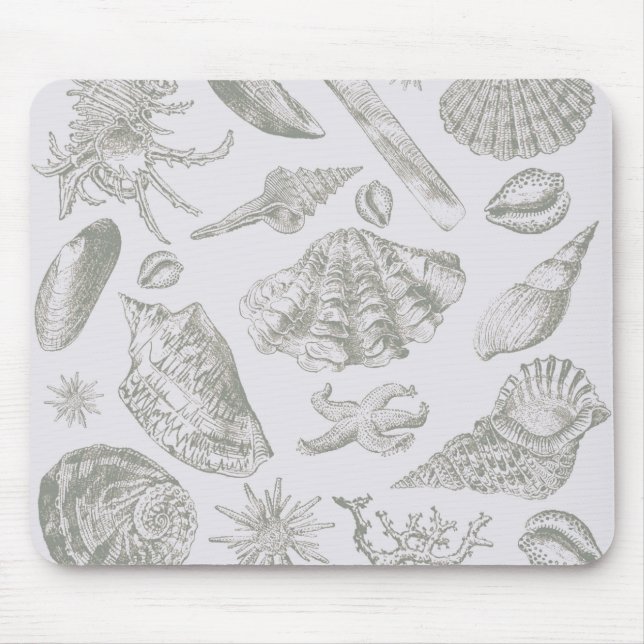 Seashell Soft Antique Art Beach Muscheln Mousepad (Vorne)