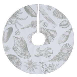 Seashell Soft Antique Art Beach Muscheln Polyester Weihnachtsbaumdecke