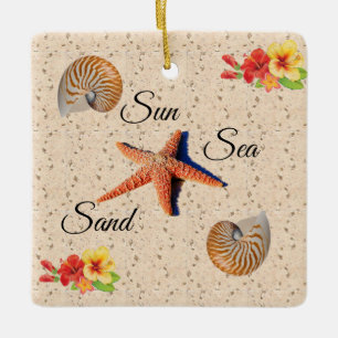 Seashell, Sonne, Sand Keramikornament