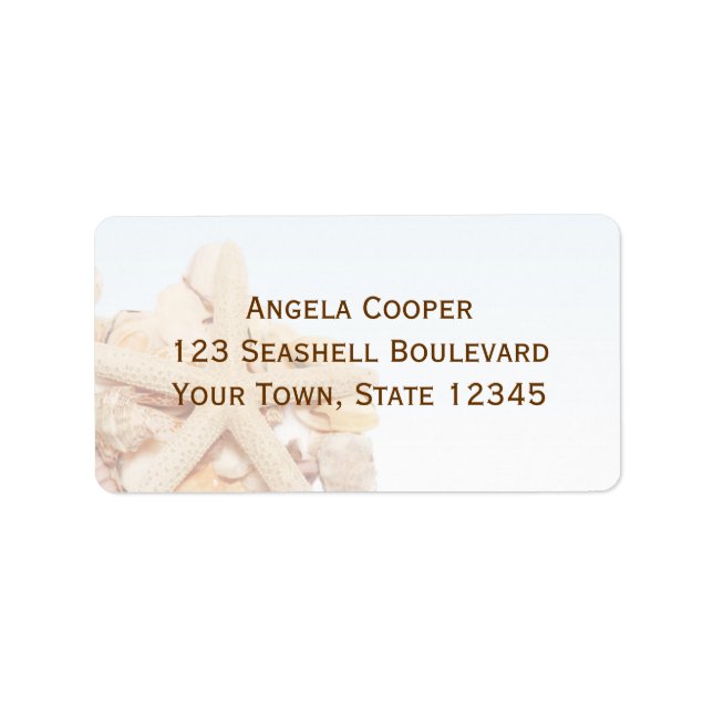 Seashell Starfish Label Adressaufkleber (Vorne)