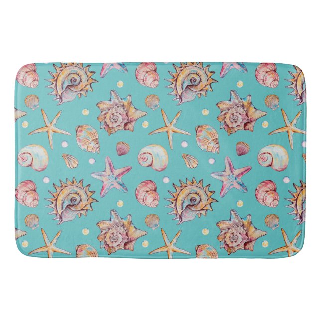 Seashell & Starfish Pattern Strandvillen Badematte (Vorderseite)