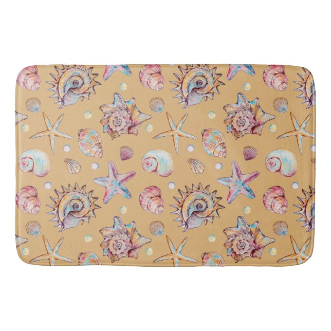 Seashell & Starfish Pattern Strandvillen Badematte (Vorderseite)