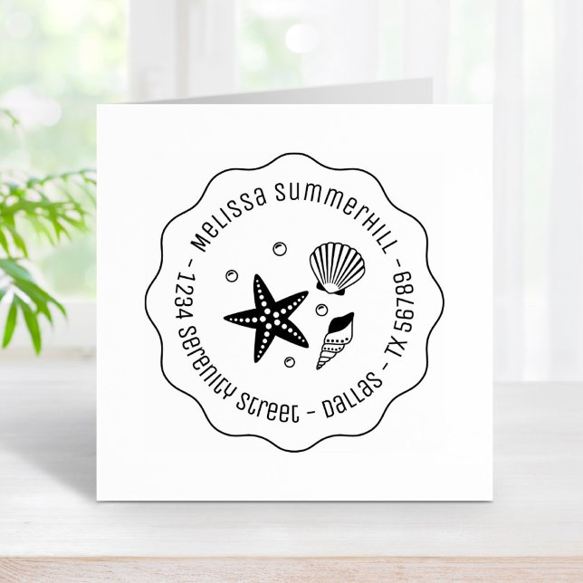 Seashell Starfish Pearls Wavy-Adresse Gummistempel (Von Creator hochgeladen)