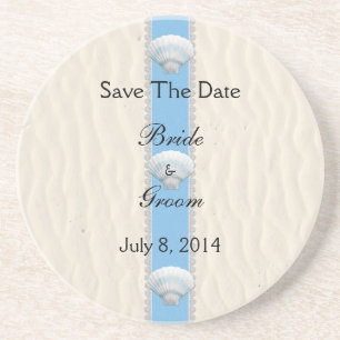 Seashell-Strand-Hochzeit Save the Date Getränkeuntersetzer