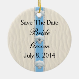 Seashell-Strand-Hochzeit Save the Date Keramik Ornament