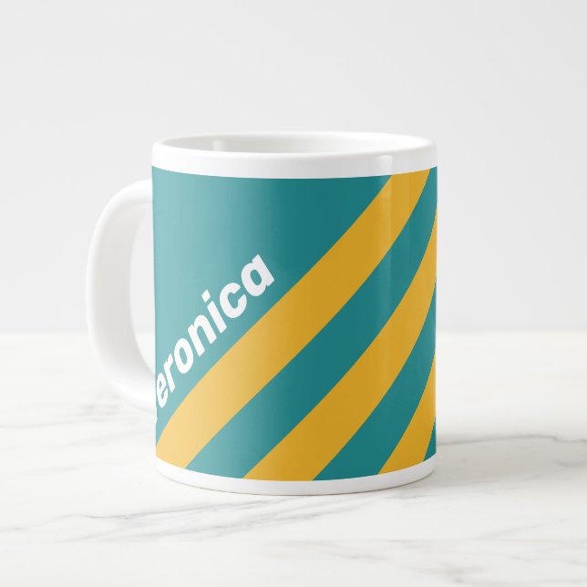 Seashell Sunrise Stripes with Name Jumbo-Tasse (Vorderseite Links)