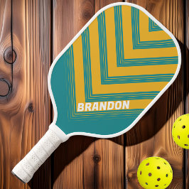 Seashell Sunrise Vintage Zickzack Fade mit Namen Pickleball Schläger