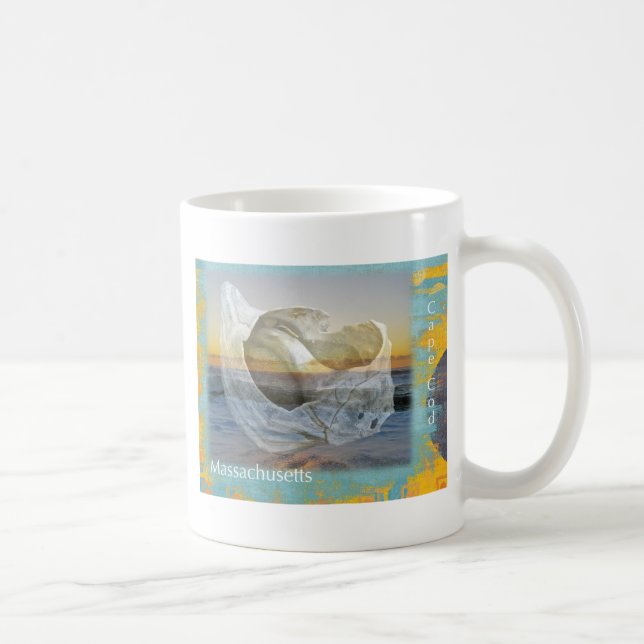 Seashell & Surf - Massachusetts auf Cape Cod Kaffeetasse (Rechts)