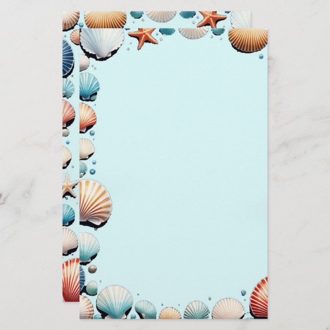 Seashell Symphony Stationery Briefpapier (Vorne/Hinten)