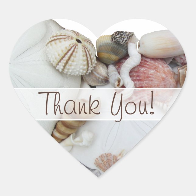 Seashell Treasures "Danke" Herz-Gefallen-Label Herz-Aufkleber (Vorderseite)