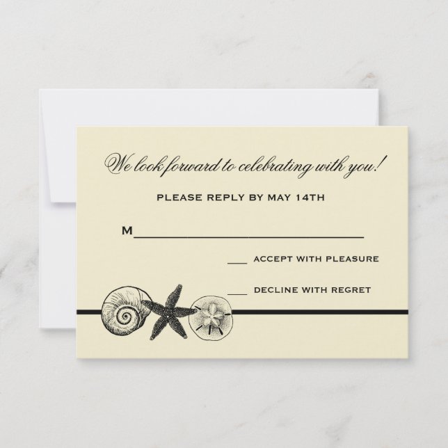 Seashell Treasures Wedding Response Card RSVP Karte (Vorderseite)
