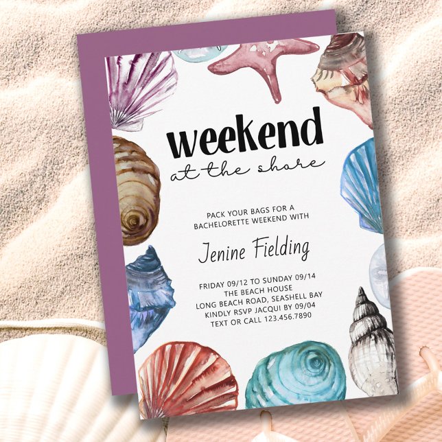 Seashell Watercolor Bachelorette Shopping Weekend Einladung (Von Creator hochgeladen)