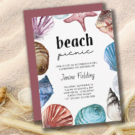 Seashell Watercolor Beach Picnic Geburtstag Einladung