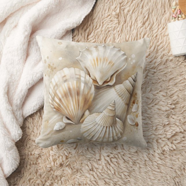 Seashell Watercolor Coastal Kissen (Decke)