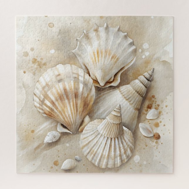 Seashell Watercolor Coastal Puzzle (Vertikal)