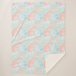Seashell Watercolor Sherpa Blanket Sherpadecke