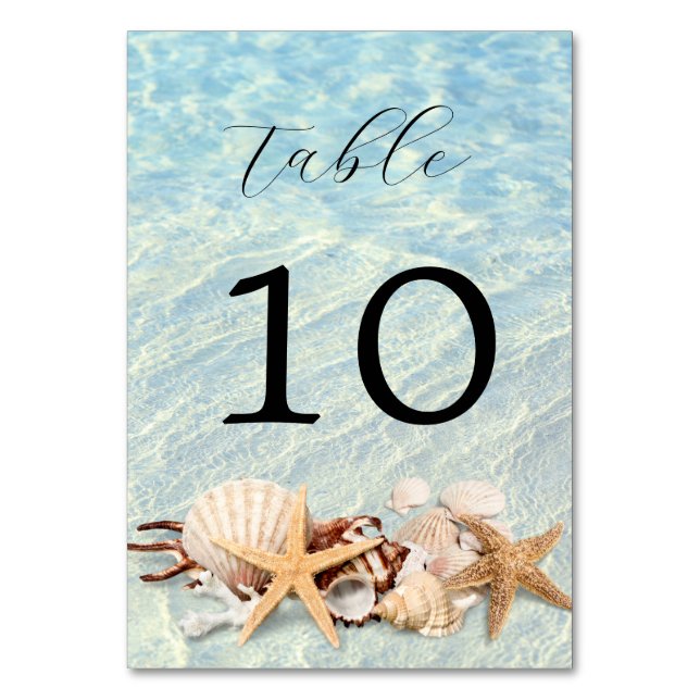 Seashell Wedding Tischnummer Tropical Ocean Beach (Vorderseite)