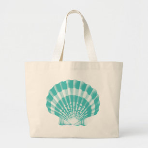 Seashell - weiches Aqua und Weiß Jumbo Stoffbeutel