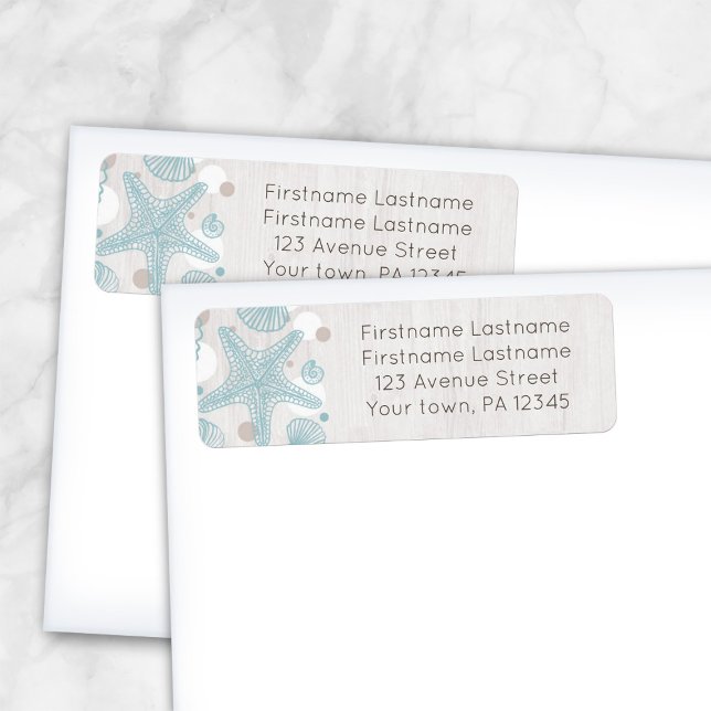 Seashell Whitewusell Wood Beach Address Labels (Von Creator hochgeladen)
