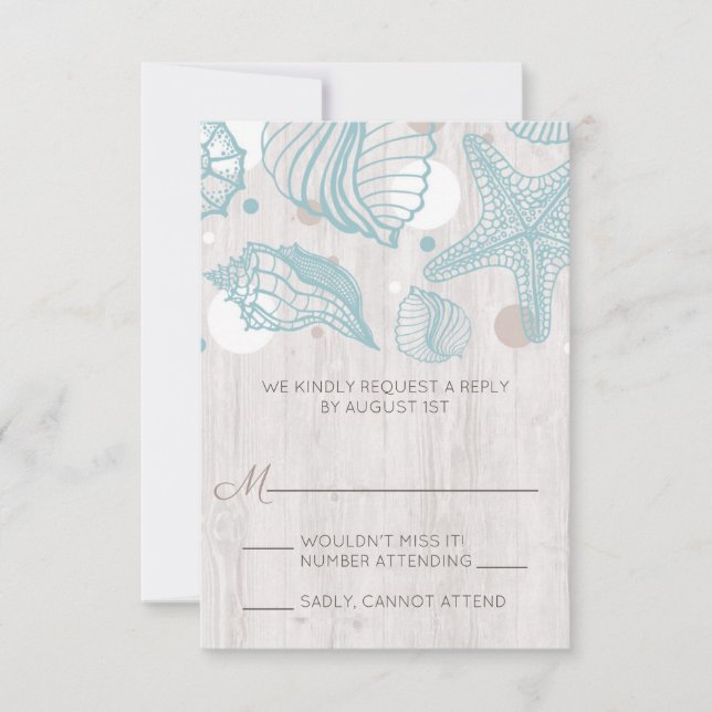 Seashell Whitewusell Wood Beach RSVP Cards (Vorderseite)