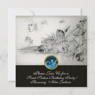 SEASHELLS 16 . GEBURTSTAG PARTY Sapphire Monogram Einladung