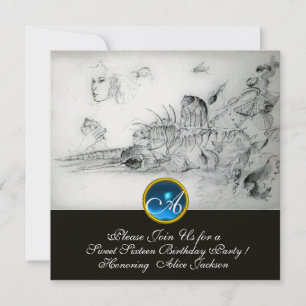 SEASHELLS 16 . GEBURTSTAG PARTY Sapphire Monogram Einladung