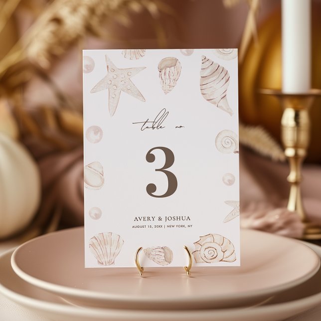Seashells 5x7 Pearls Nautical Wedding Table Number Einladung (Von Creator hochgeladen)
