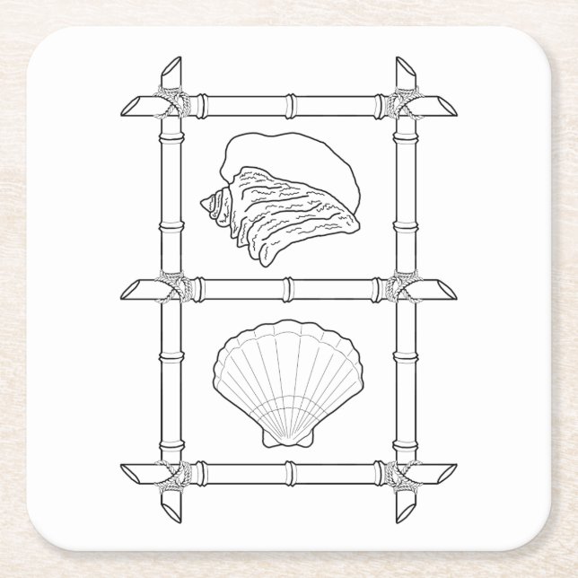 Seashells Adult Coloring Paper Untersetzer (Vorderseite)