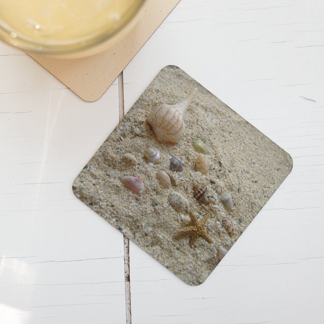 Seashells am Strand Sand Getränkeuntersetzer (These beach themed coasters are prefect for summer entertaining.)